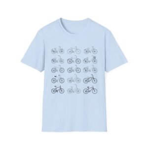 bicycle sketches t shirt | minimal bike illustration tee in bright colors featuring beach cruisers