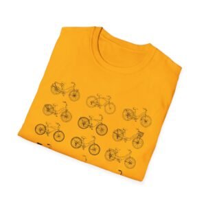 bicycle sketches t shirt | minimal bike illustration tee in bright colors featuring beach cruisers