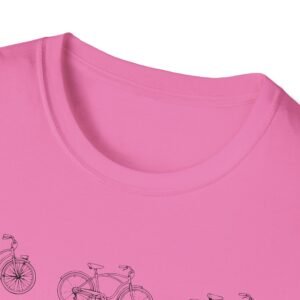 bicycle sketches t shirt | minimal bike illustration tee in bright colors featuring beach cruisers