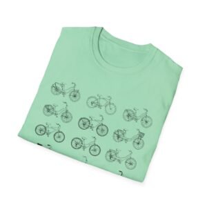 bicycle sketches t shirt | minimal bike illustration tee in bright colors featuring beach cruisers