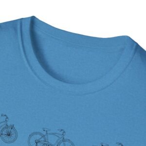 bicycle sketches t shirt | minimal bike illustration tee in bright colors featuring beach cruisers
