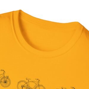 bicycle sketches t shirt | minimal bike illustration tee in bright colors featuring beach cruisers