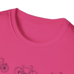bicycle sketches t shirt | minimal bike illustration tee in bright colors featuring beach cruisers