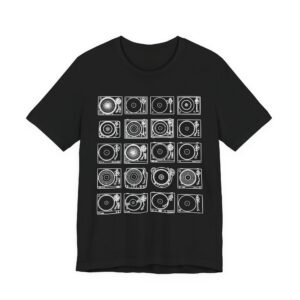turntable grid t‑shirt — vintage dj record player music tee
