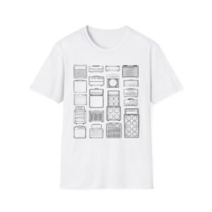 get amped stack of amplifiers tee | vintage guitar amps illustration t shirt in heather colors