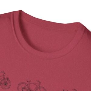 bicycle sketches t shirt | minimal bike illustration tee in bright colors featuring beach cruisers