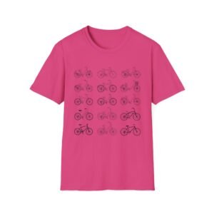 bicycle sketches t shirt | minimal bike illustration tee in bright colors featuring beach cruisers