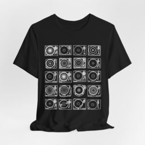 turntable grid t‑shirt — vintage dj record player music tee