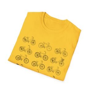 bicycle sketches t shirt | minimal bike illustration tee in bright colors featuring beach cruisers