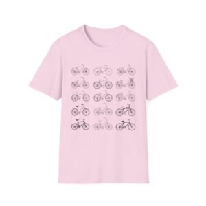 bicycle sketches t shirt | minimal bike illustration tee in bright colors featuring beach cruisers