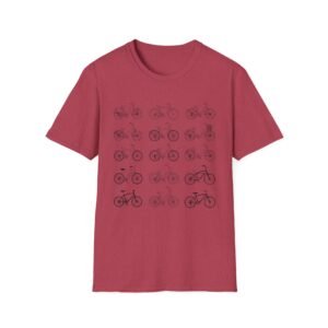 bicycle sketches t shirt | minimal bike illustration tee in bright colors featuring beach cruisers