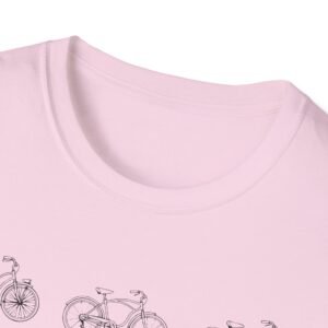 bicycle sketches t shirt | minimal bike illustration tee in bright colors featuring beach cruisers