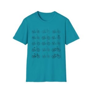 bicycle sketches t shirt | minimal bike illustration tee in bright colors featuring beach cruisers