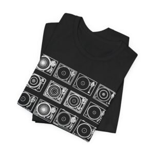 turntable grid t‑shirt — vintage dj record player music tee