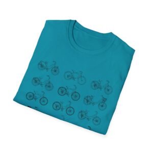 bicycle sketches t shirt | minimal bike illustration tee in bright colors featuring beach cruisers