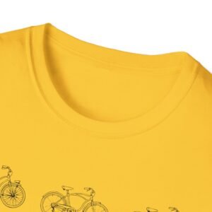 bicycle sketches t shirt | minimal bike illustration tee in bright colors featuring beach cruisers