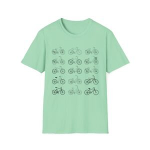 bicycle sketches t shirt | minimal bike illustration tee in bright colors featuring beach cruisers