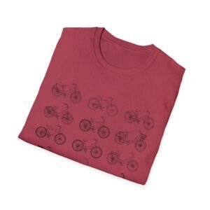 bicycle sketches t shirt | minimal bike illustration tee in bright colors featuring beach cruisers