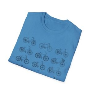 bicycle sketches t shirt | minimal bike illustration tee in bright colors featuring beach cruisers