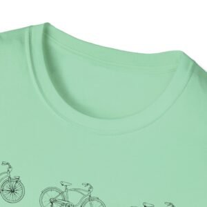bicycle sketches t shirt | minimal bike illustration tee in bright colors featuring beach cruisers
