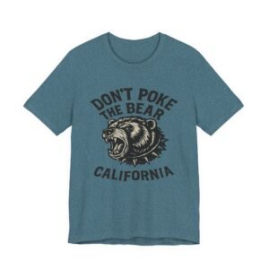 don’t poke the bear california t‑shirt — vintage roaring bear graphic tee in heather colors