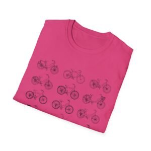 bicycle sketches t shirt | minimal bike illustration tee in bright colors featuring beach cruisers