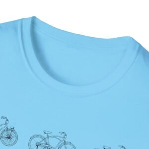 bicycle sketches t shirt | minimal bike illustration tee in bright colors featuring beach cruisers