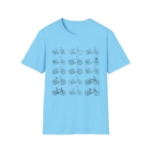 bicycle sketches t shirt | minimal bike illustration tee in bright colors featuring beach cruisers