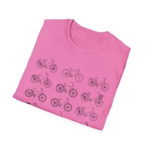 bicycle sketches t shirt | minimal bike illustration tee in bright colors featuring beach cruisers