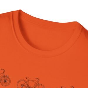 bicycle sketches t shirt | minimal bike illustration tee in bright colors featuring beach cruisers