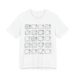 turntable t‑shirt — vintage dj record player diagram tee black ink