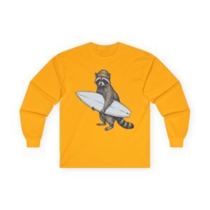 surfing raccoon long sleeve tee