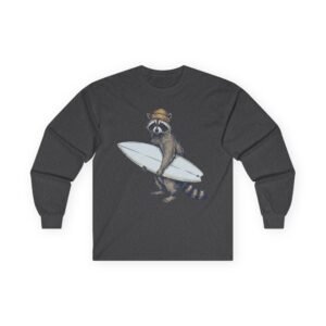 surfing raccoon long sleeve tee