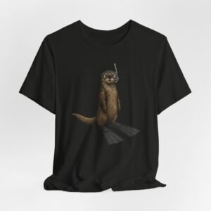 snorkeling otter tee – sea otter with flippers & snorkel t shirt