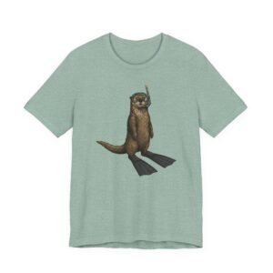 snorkeling otter tee – sea otter with flippers & snorkel t shirt