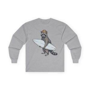 surfing raccoon long sleeve tee