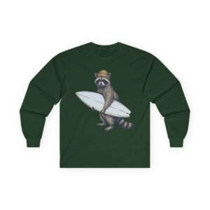 surfing raccoon long sleeve tee