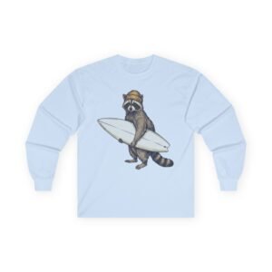 surfing raccoon long sleeve tee