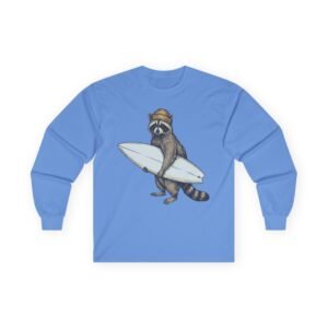 surfing raccoon long sleeve tee