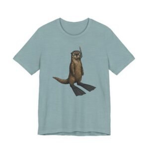 snorkeling otter tee – sea otter with flippers & snorkel t shirt
