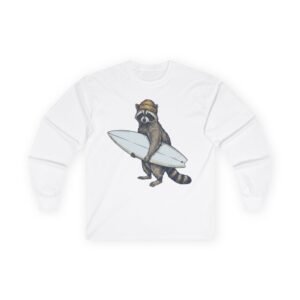 surfing raccoon long sleeve tee
