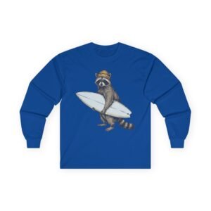 surfing raccoon long sleeve tee