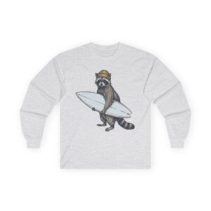 surfing raccoon long sleeve tee