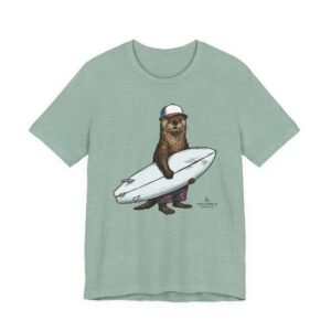 Otter Surfer T‑Shirt - Shortboard Surfing Otter Graphic Tee