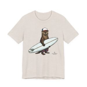Surfing OtterT‑Shirt - Otter with Single Fin Graphic Tee in Heather Colors