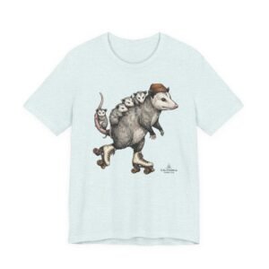 Possum Roller Skate T‑Shirt — Vintage-style Mom Opossum with Babies Graphic Tee