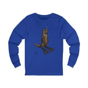 Otter Snorkeling with Flippers Long Sleeve Tee — Otter Diving T-Shirt