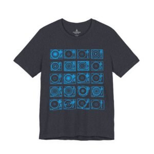 Turntable T‑Shirt - Retro DJ Vinyl Record Player Grid Tee