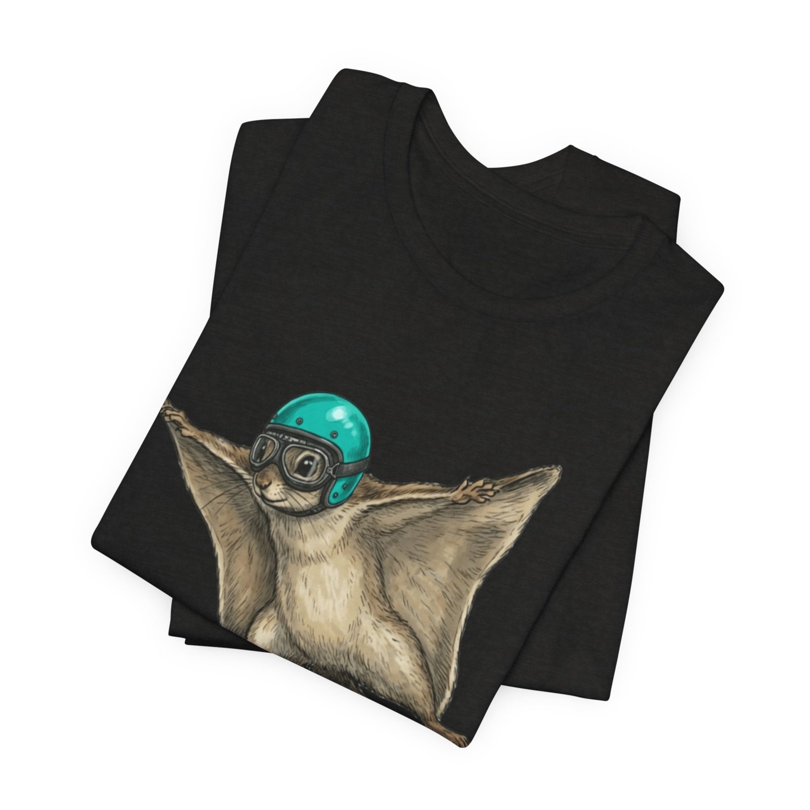 Flying Squirrel Tee – Cute Gliding Squirrel with Helmet Graphic Shirt - Image 3
