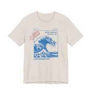 Los Angeles Wave Tee — Japanese-Inspired Dodgers Surf Graphic T-Shirt - In Heather Colors
